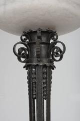 1930s Wrought Iron and Alabaster Floor Lamp