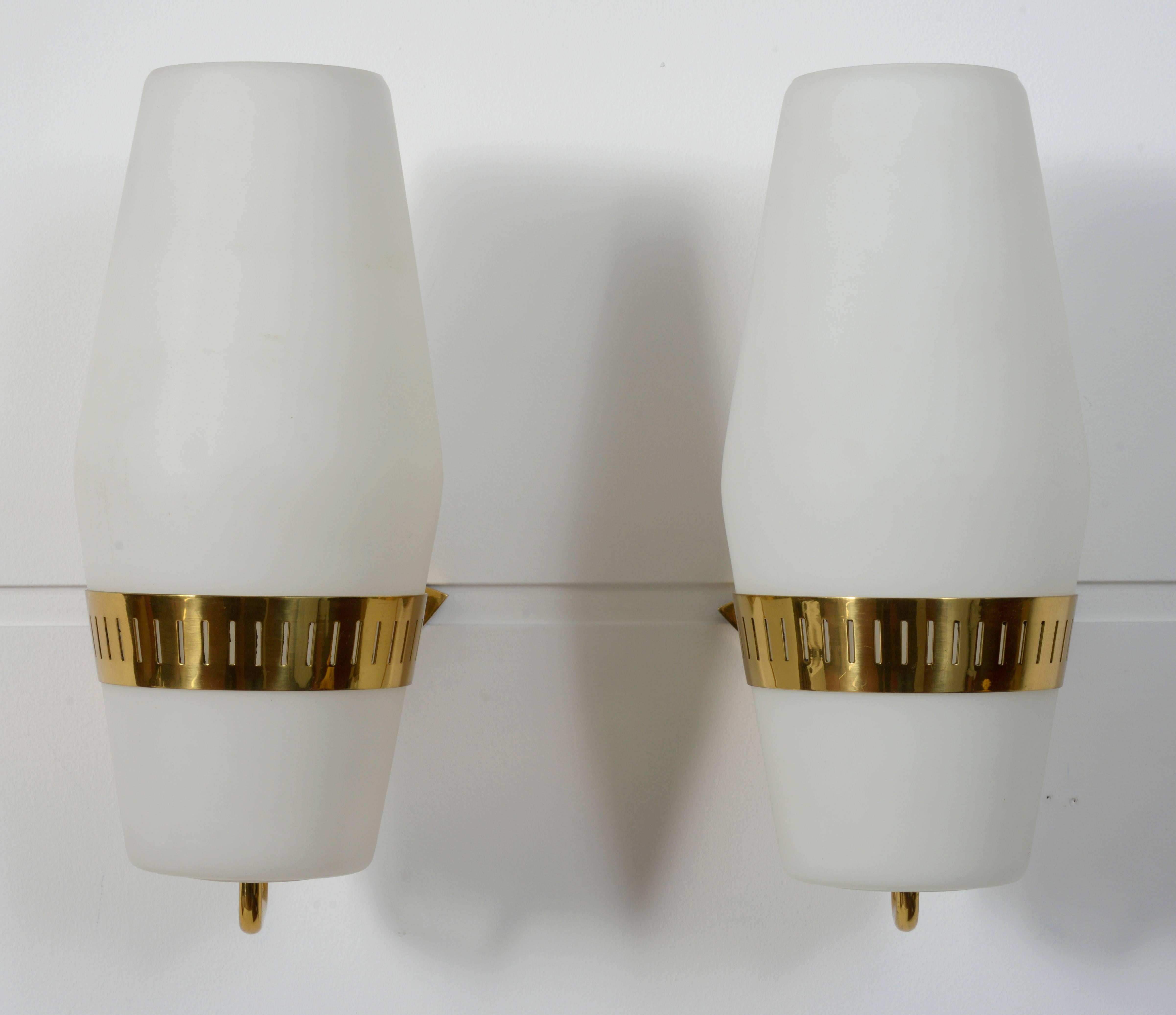 Brass Pair of Stilnovo Wall Lights For Sale