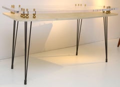 Parchment-Covered and Perspex 1950s Desk