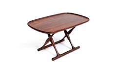 Poul Hundevad Rosewood Table + Folding Leather Stool