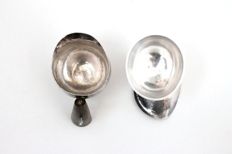 Mid-20th Century Sculptural Modernist Sterling Creamer and Sugar Bowl