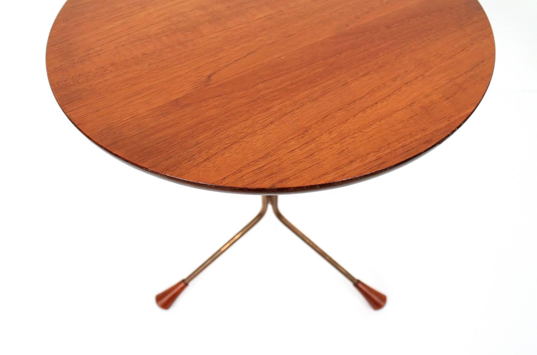 Brass Teak Side Table Designed by Albert Larsson