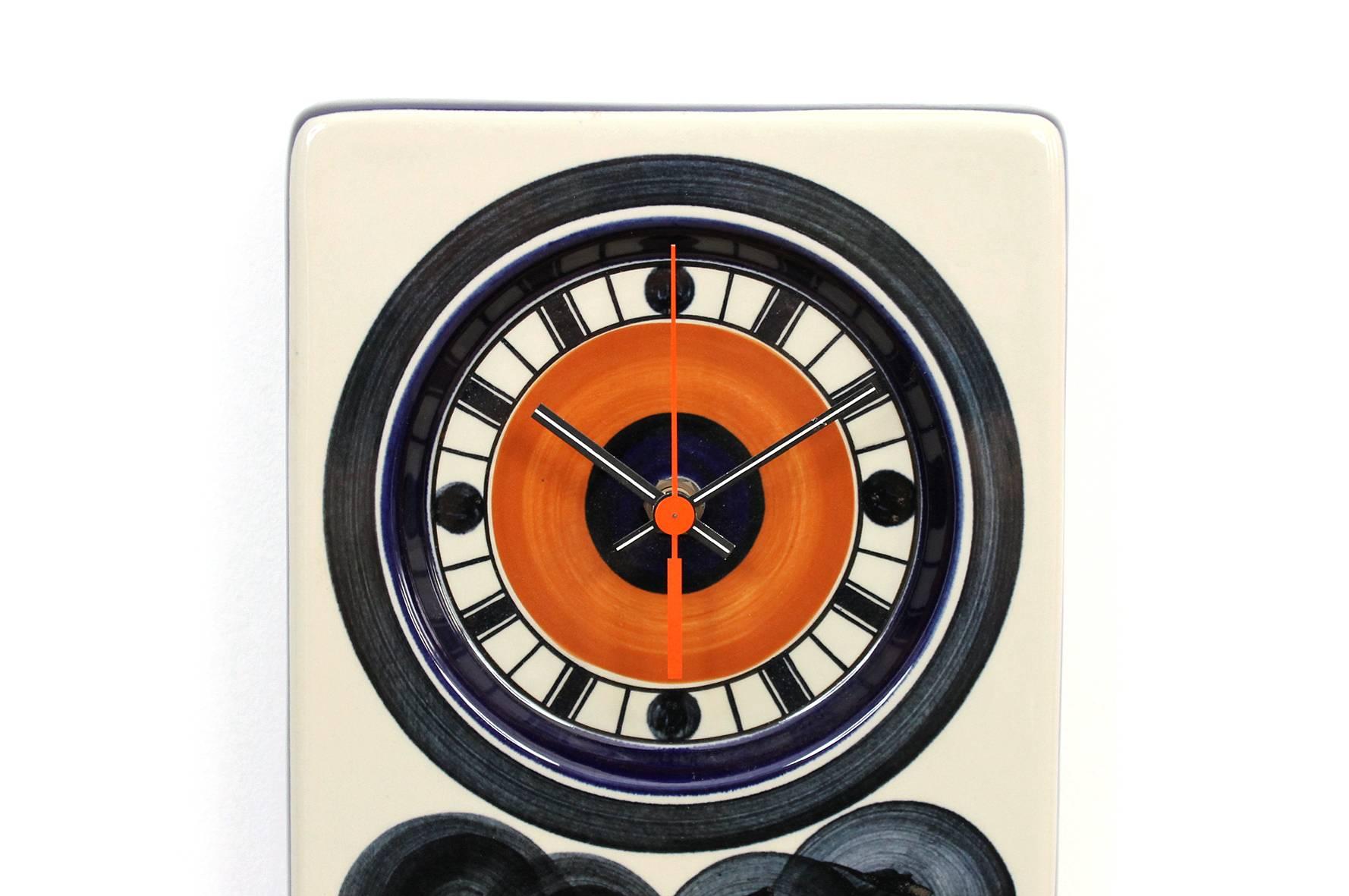 Scandinavian Modern Rorstrand Ceramic Clock Designed by Marianne Westman