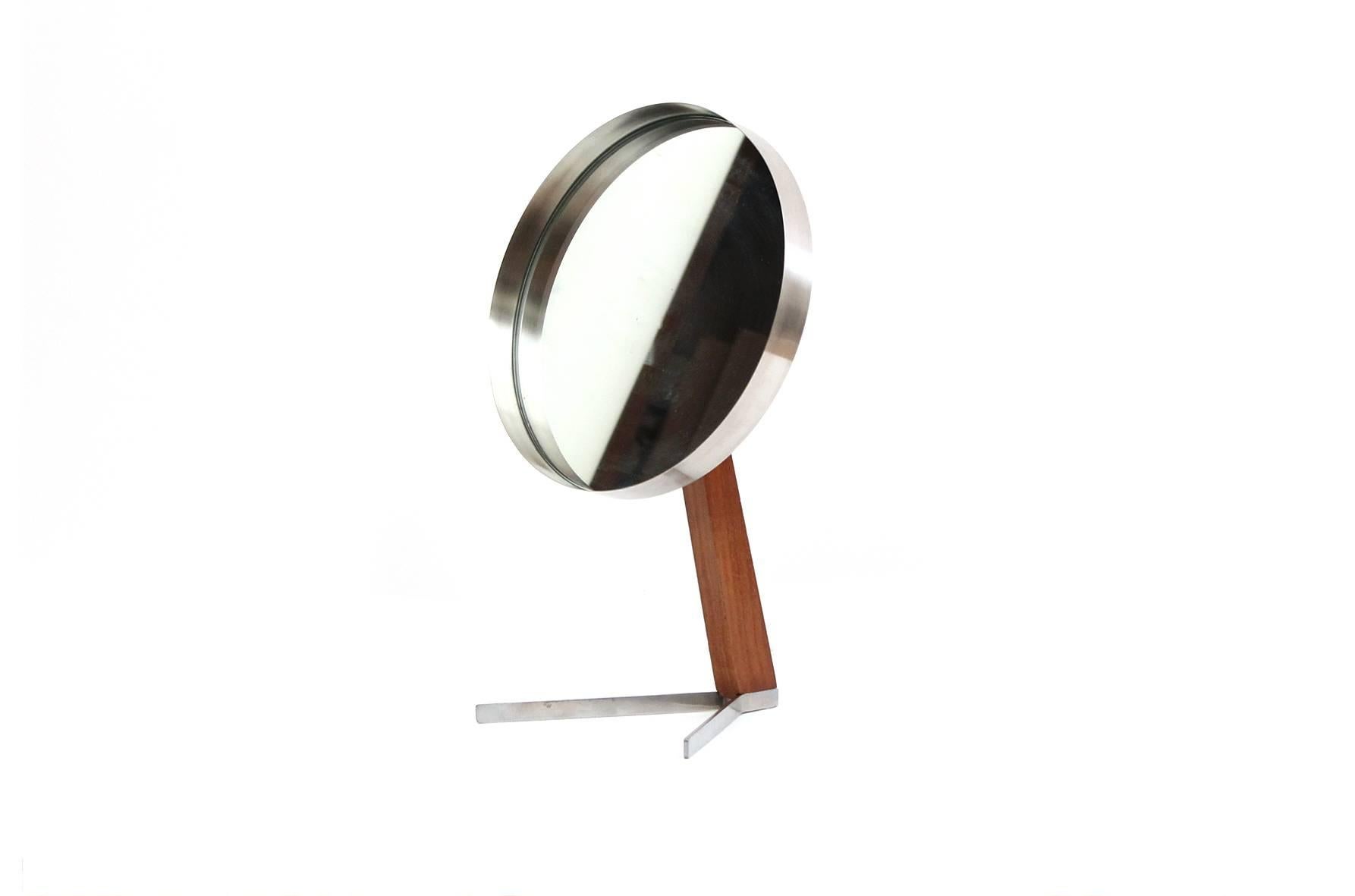 Scandinavian Modern Teak and Metal Adjustable Table Mirror