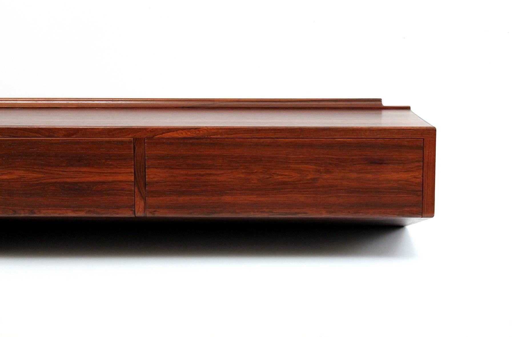Architectural Rosewood Console by Arne Hovmand-Olsen In Excellent Condition In Waltham, MA