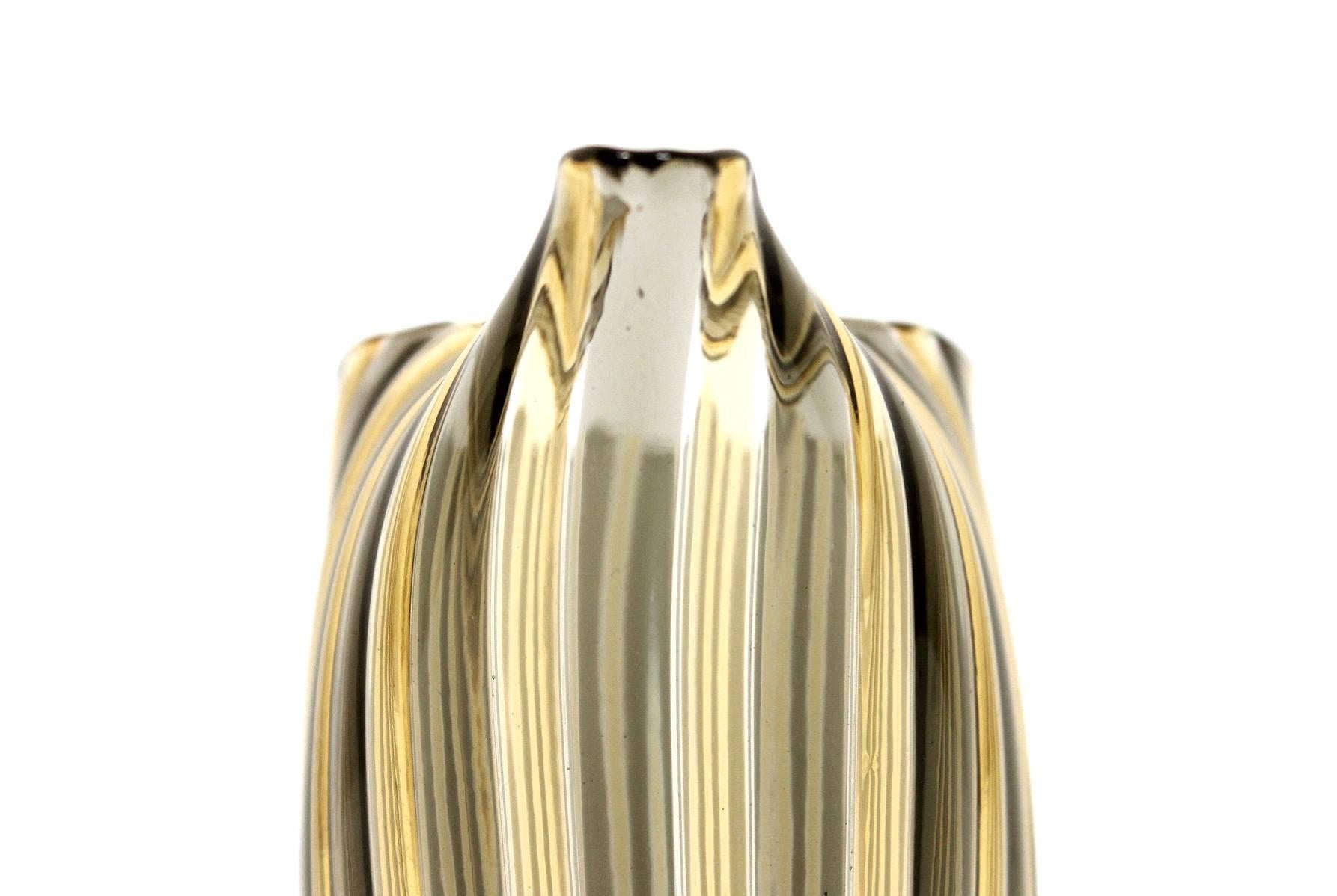 Mid-20th Century Gio Ponti for Venini “A Canne” Glass Pitcher and Glasses