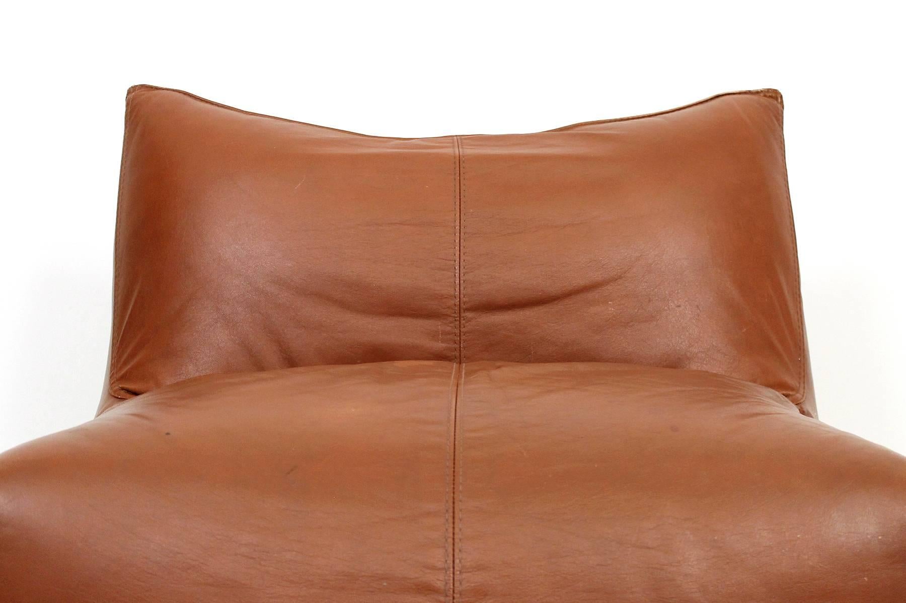 Mid-Century Modern Mario Bellini “Le Bombole” Leather Lounge Chair for B&B Italia