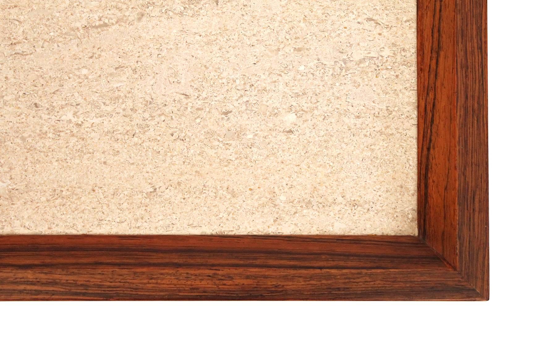 Danish Rosewood and Travertine Coffee Table 5