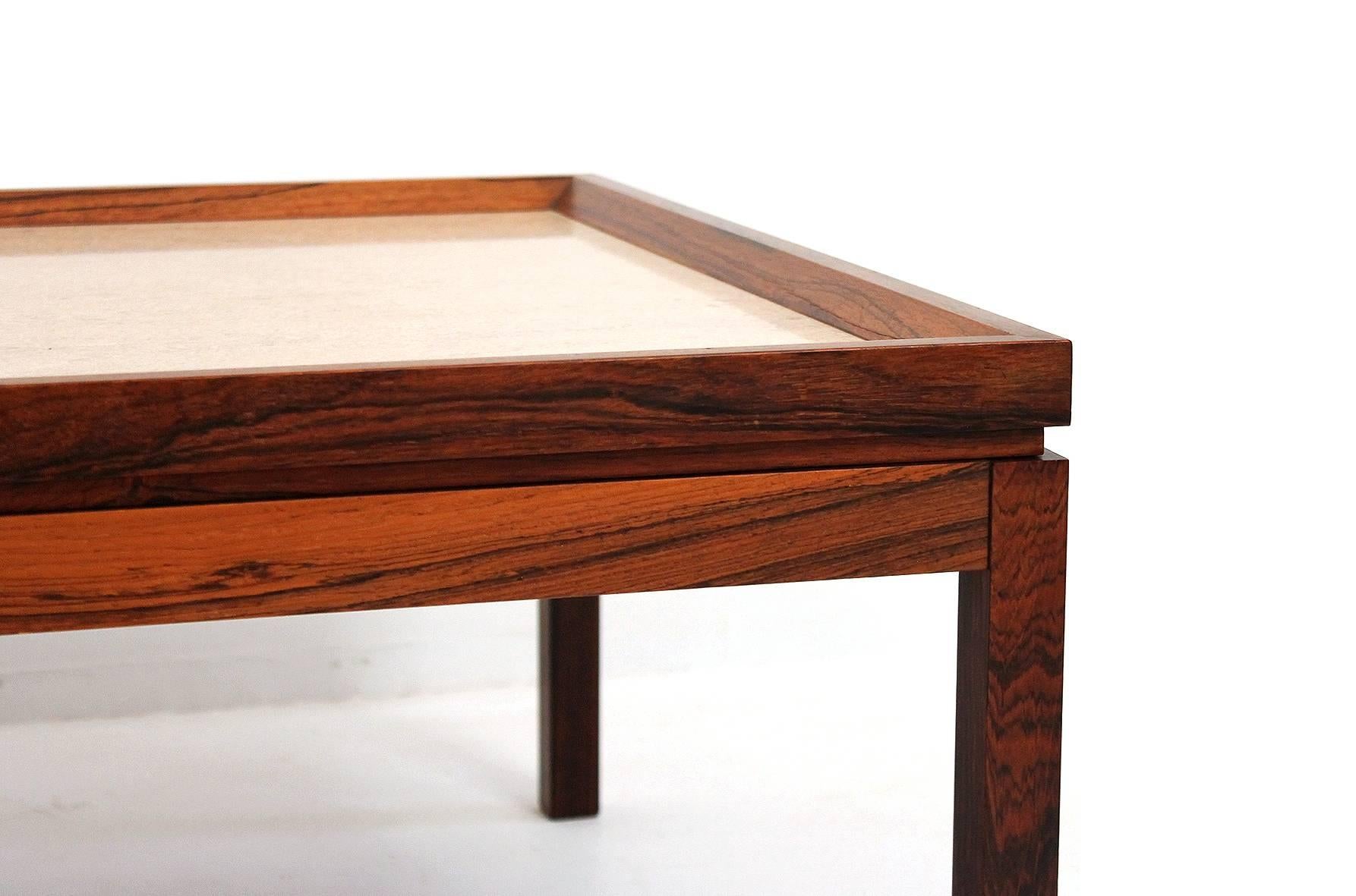 Danish Rosewood and Travertine Coffee Table 3