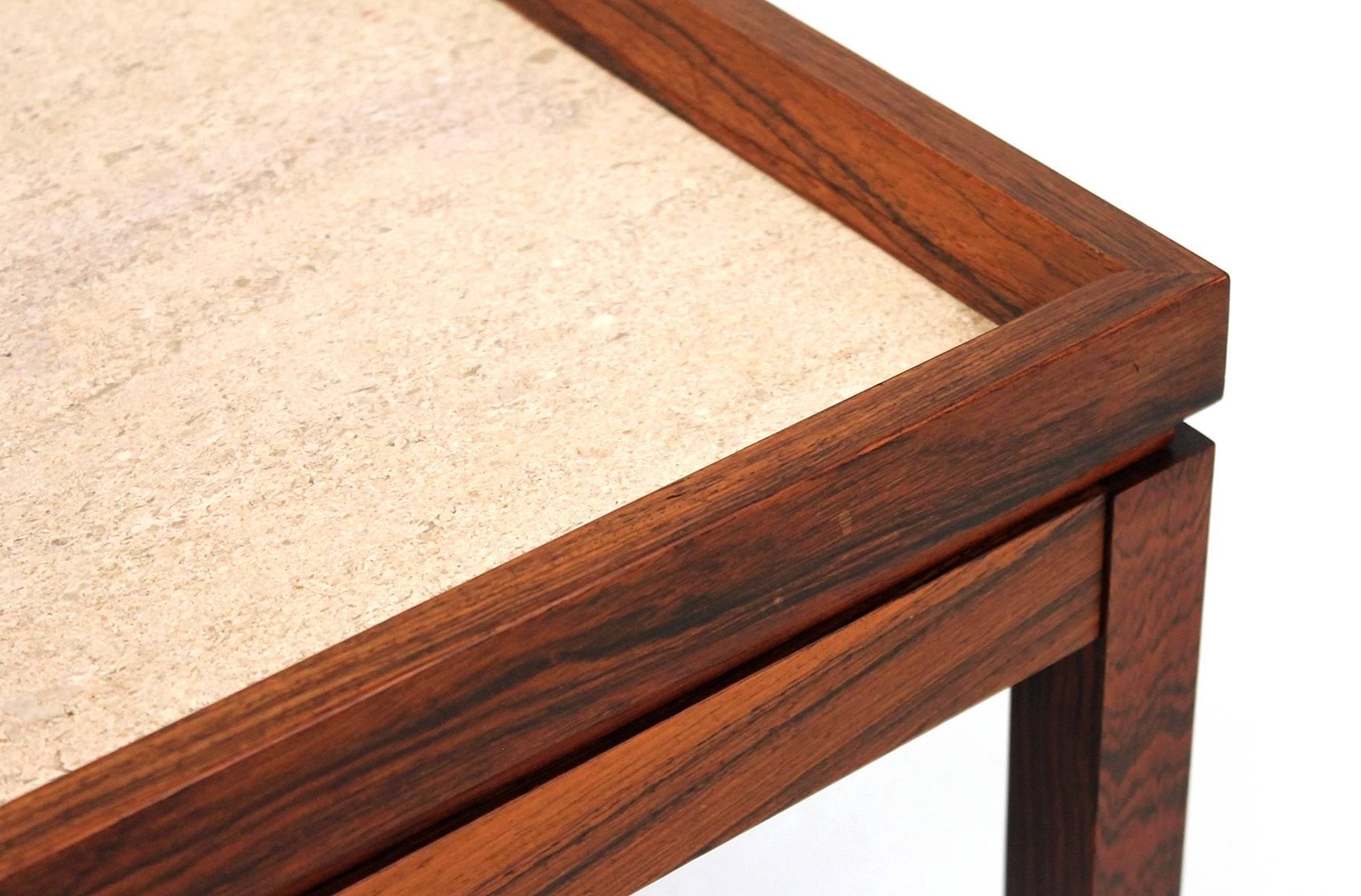 Danish Rosewood and Travertine Coffee Table 2