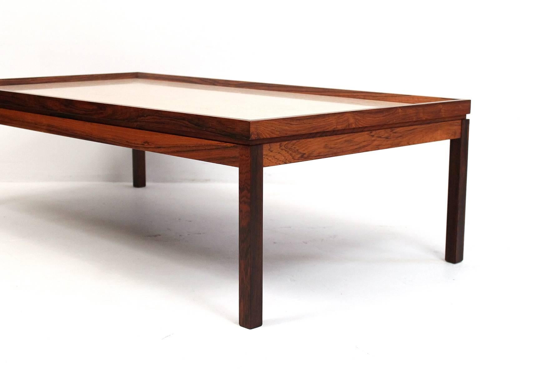 Danish Rosewood and Travertine Coffee Table 1