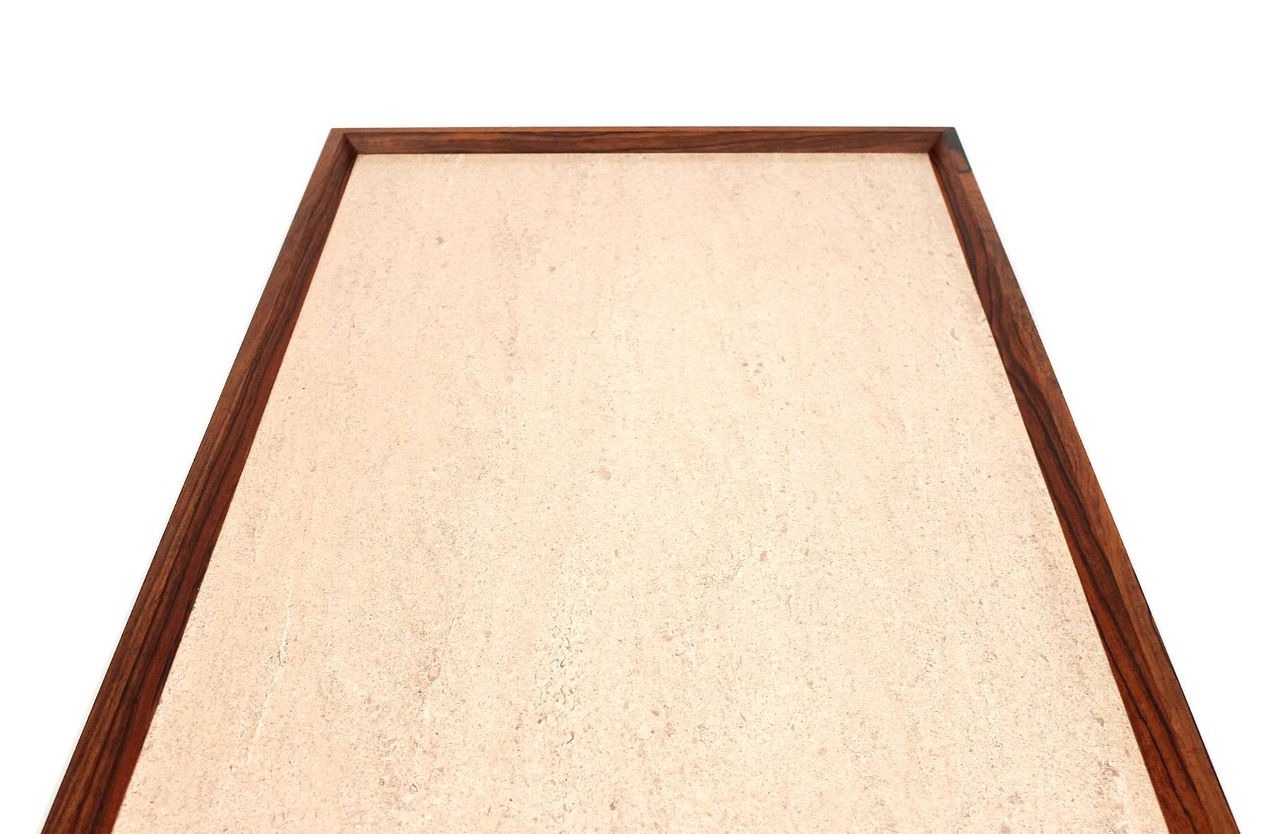 Danish Rosewood and Travertine Coffee Table 4
