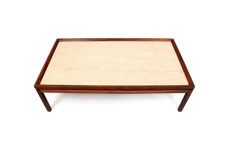 Mid-20th Century Danish Rosewood and Travertine Coffee Table
