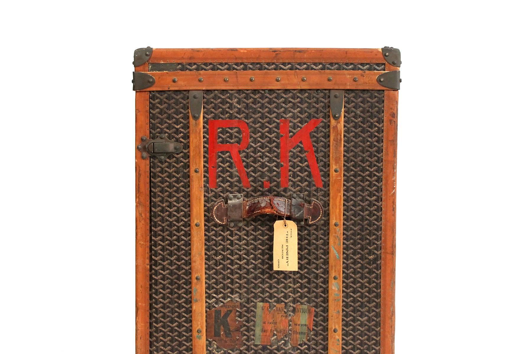 French Rare Standing Chest Trunk by Goyard