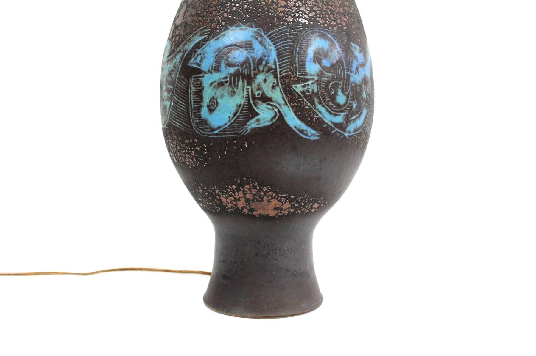 Mid-20th Century Edwin and Mary Scheier Pottery Lamp