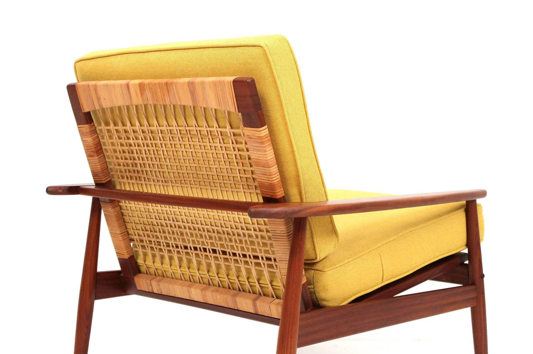 Danish Hans Olsen Teak and Cane Lounge Chairs