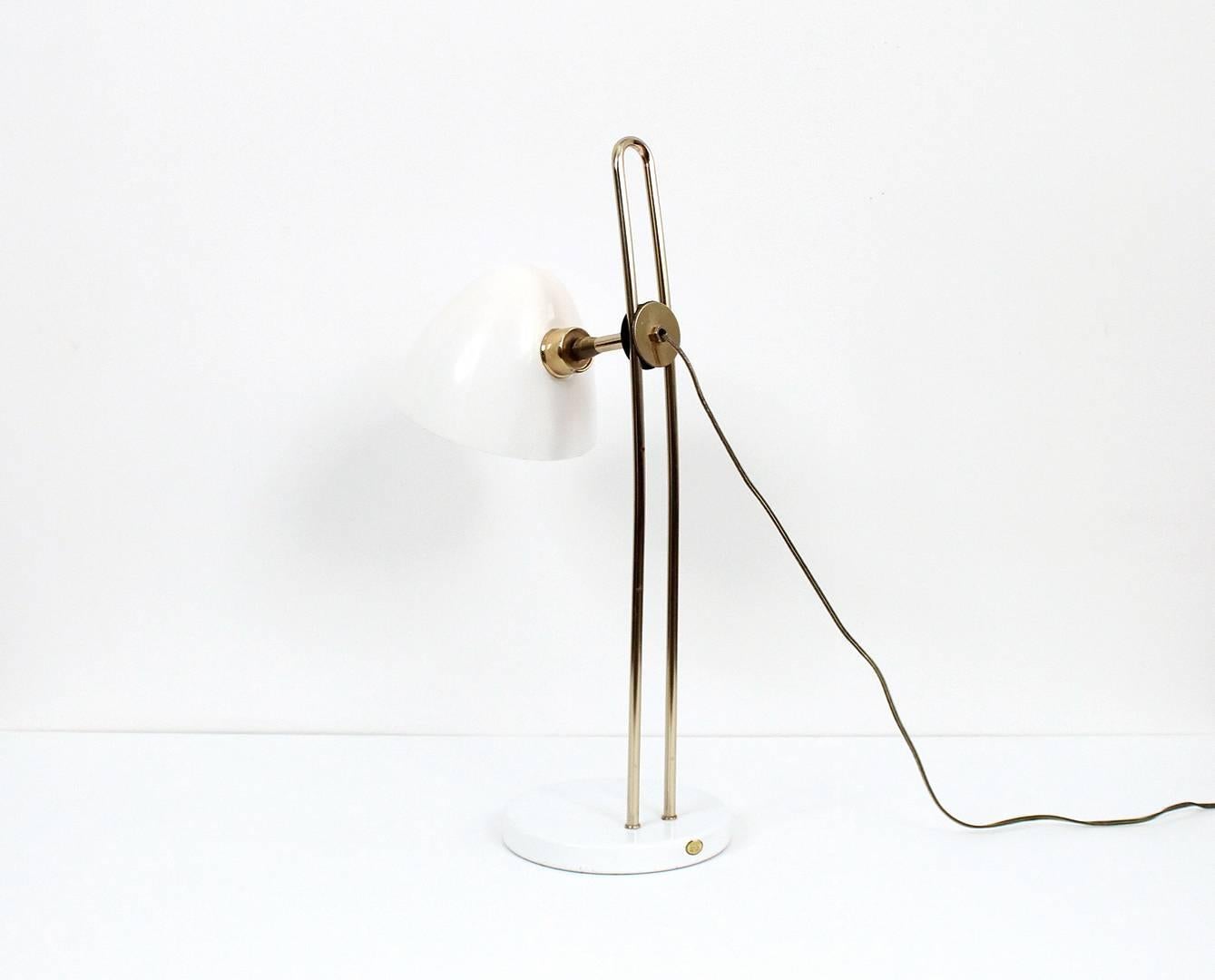 American Rare Lightolier Enameled Metal and Brass Desk Lamp