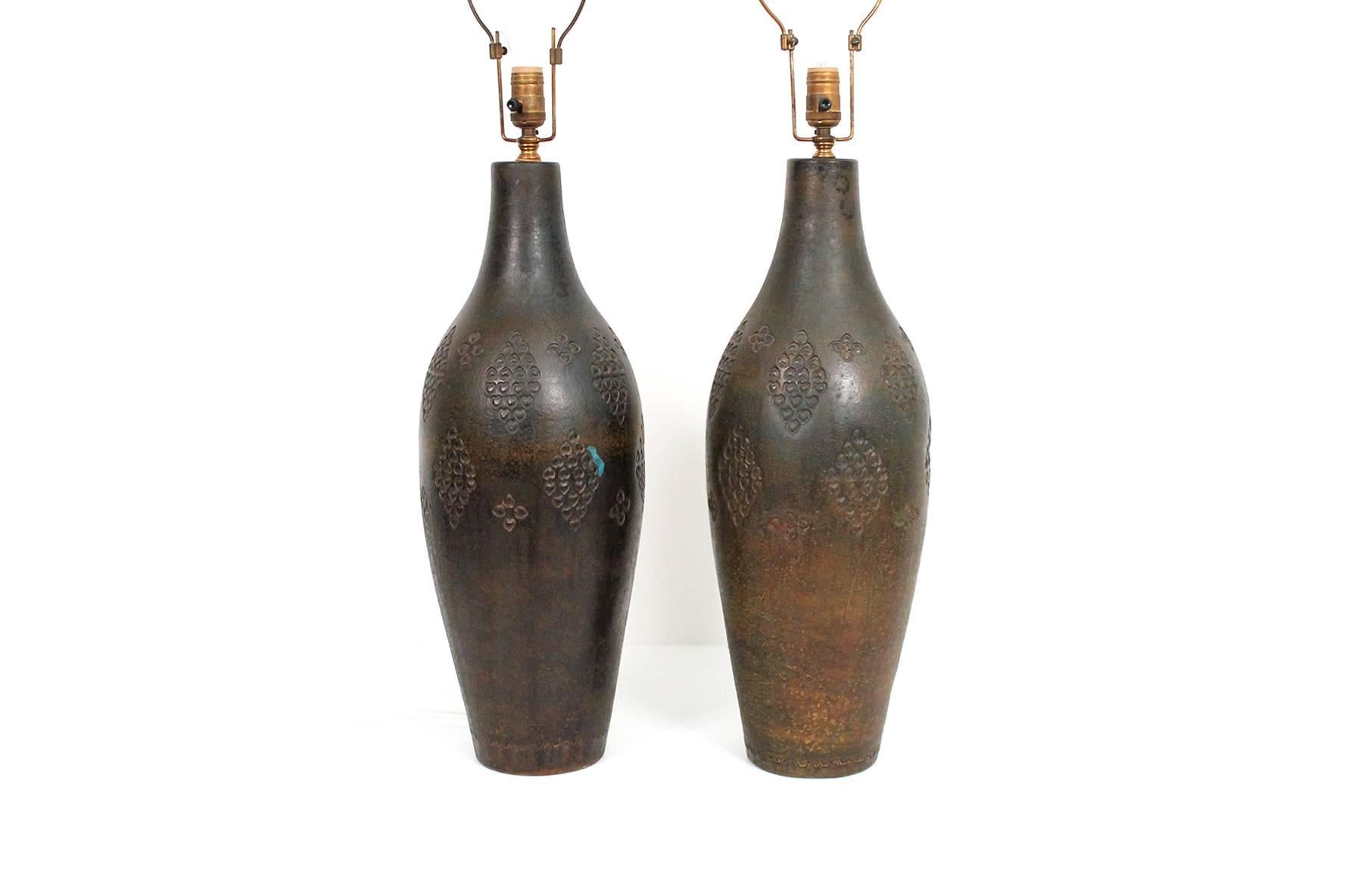 Mid-Century Modern Large Scaled Pottery Lamps by Aldo Londi for Bitossi