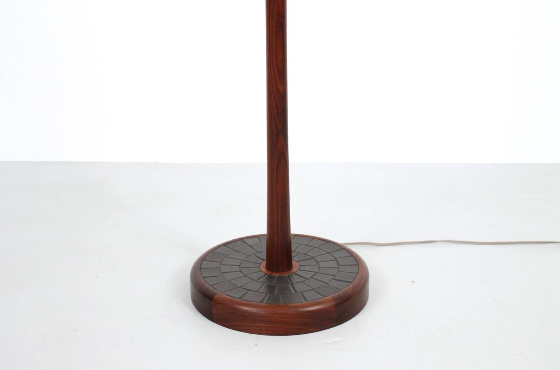 Mid-Century Modern Walnut and Ceramic Floor Lamp by Martz