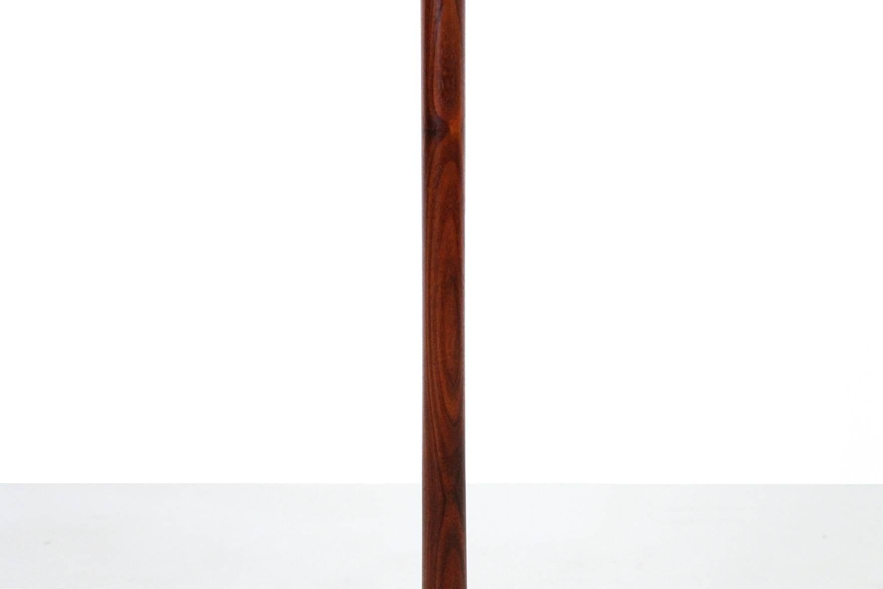 Walnut and Ceramic Floor Lamp by Martz In Excellent Condition In Waltham, MA