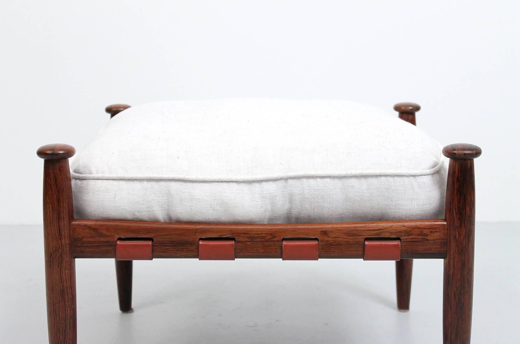 Leather Swedish Rosewood Ottoman by Ire Möbler