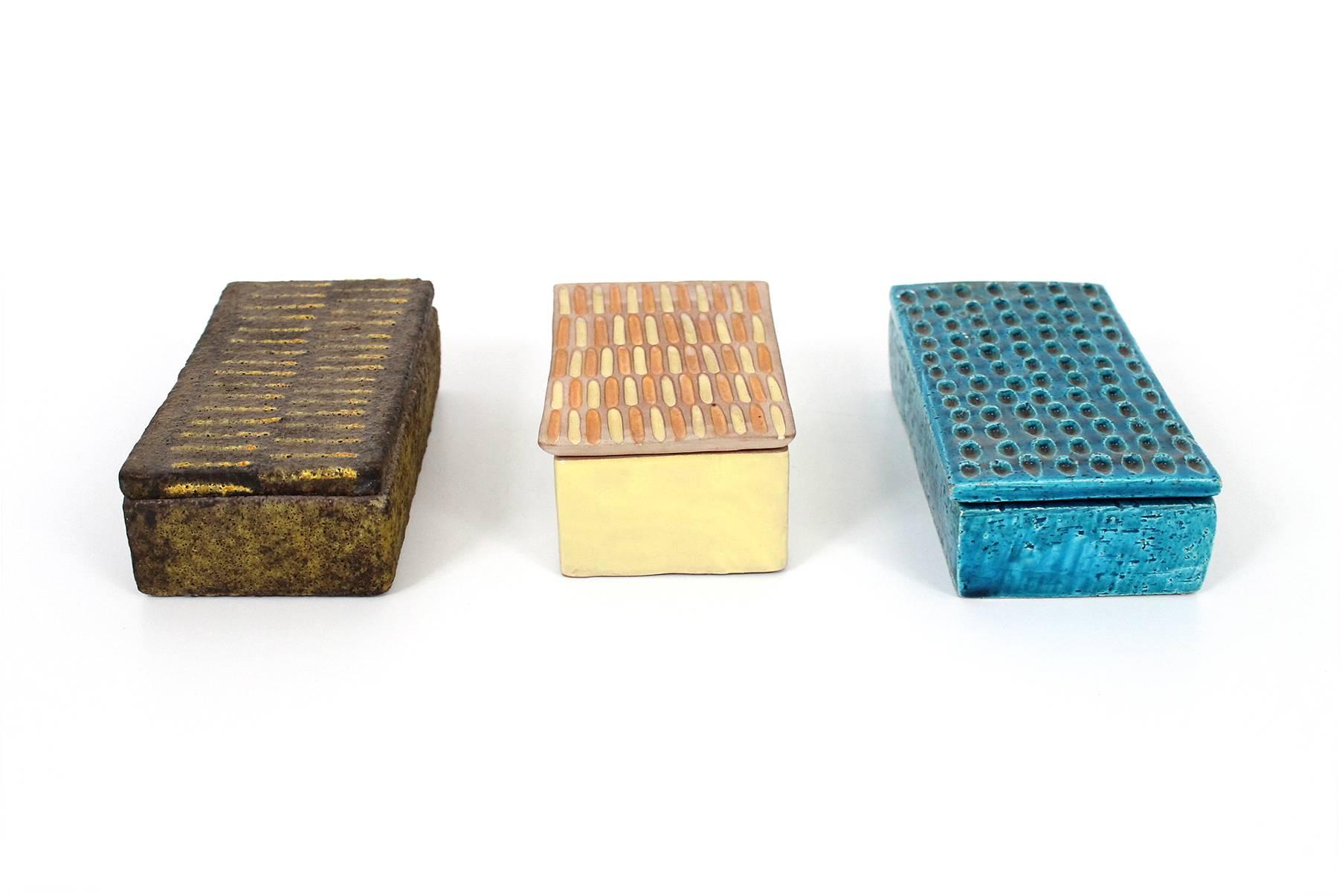 Mid-Century Modern Collection of Three Raymor Ceramic Boxes