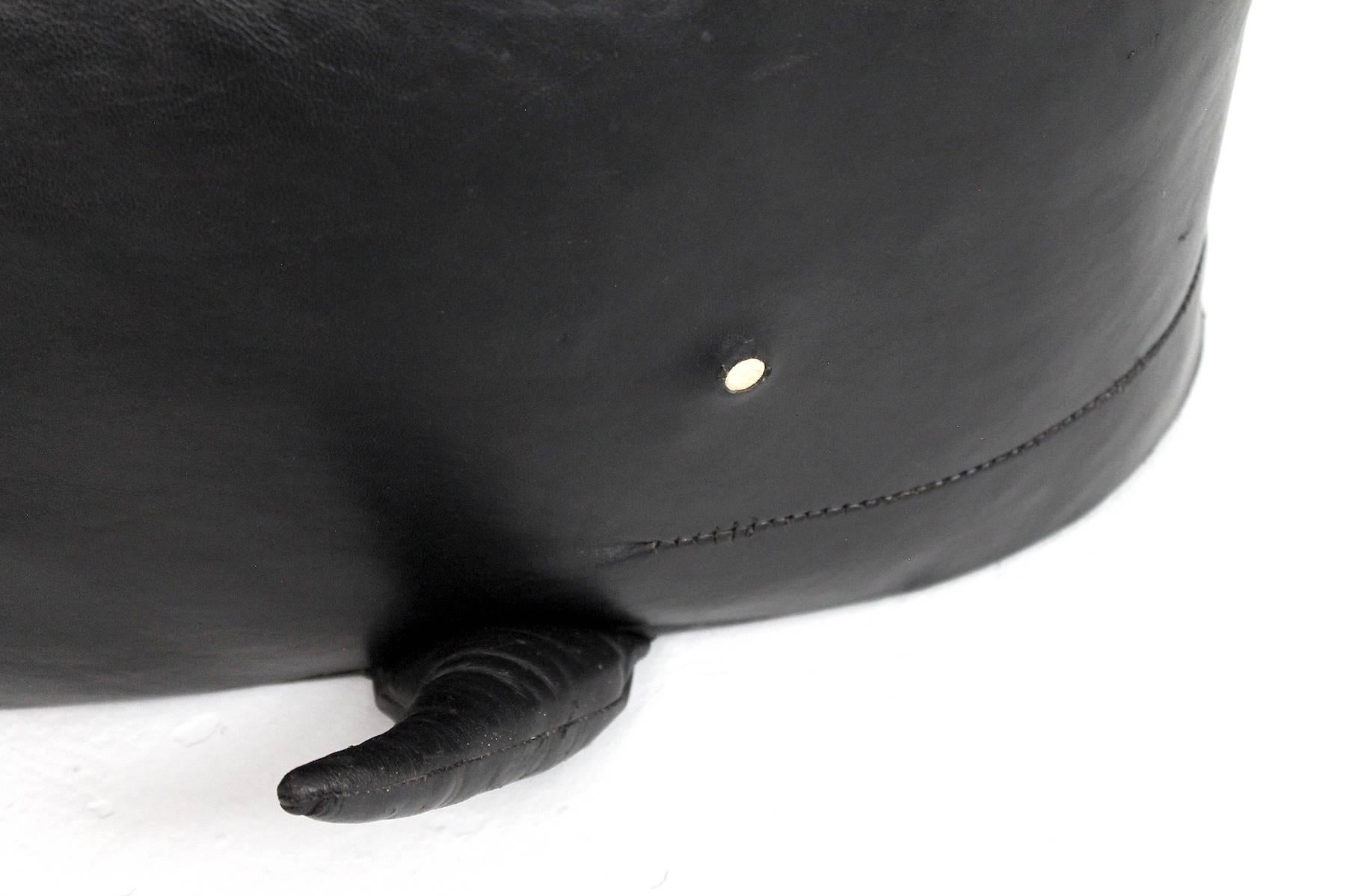 Black Leather Whale Ottoman 3