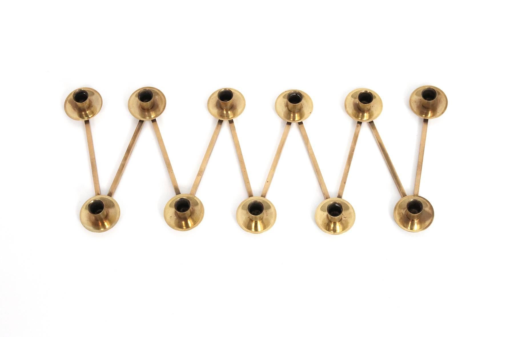 Mid-20th Century Articulating Swedish Brass Candlestick Collection