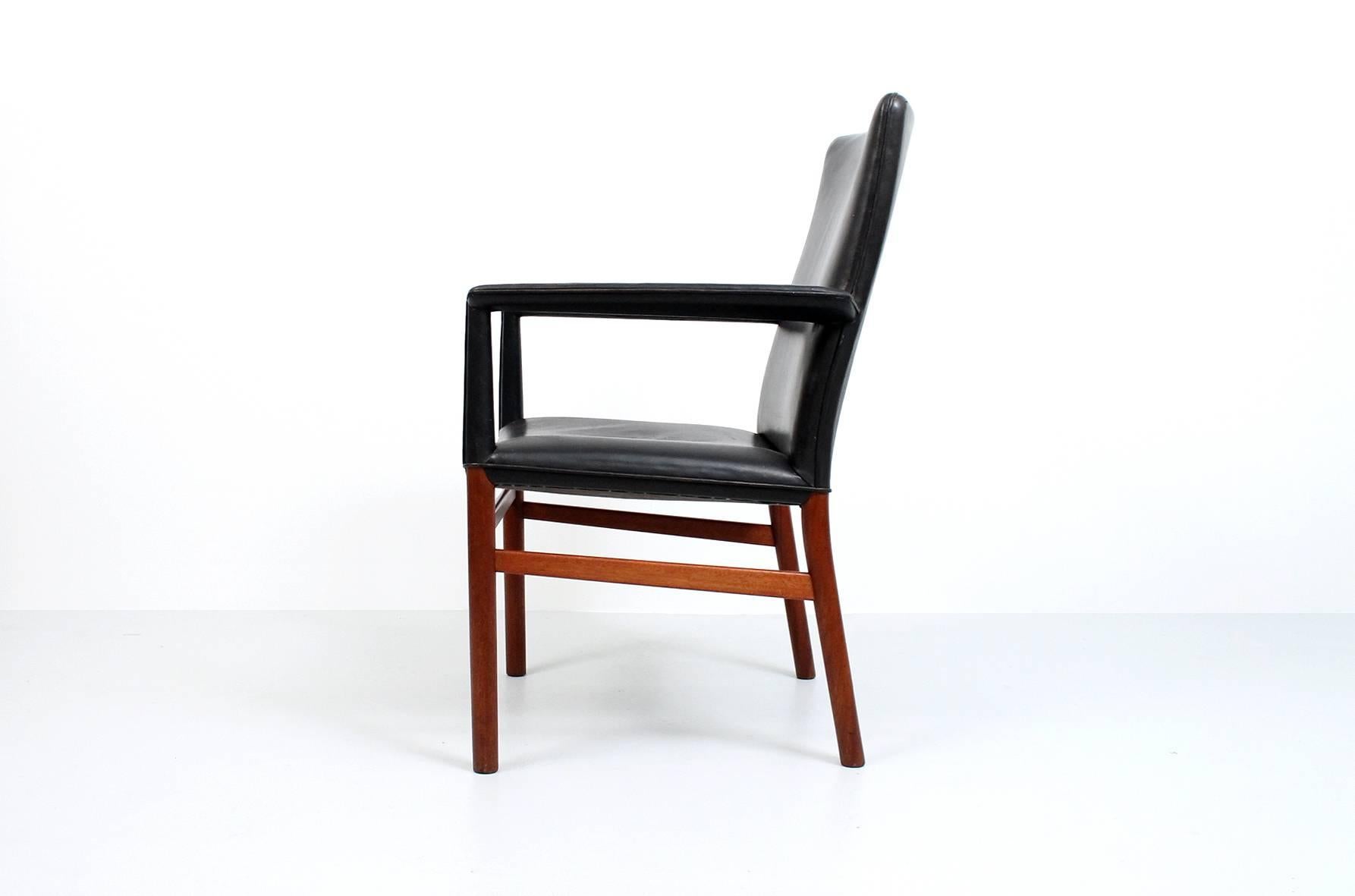 Scandinavian Modern Leather Desk Chair by Larsen and Bender Madsen