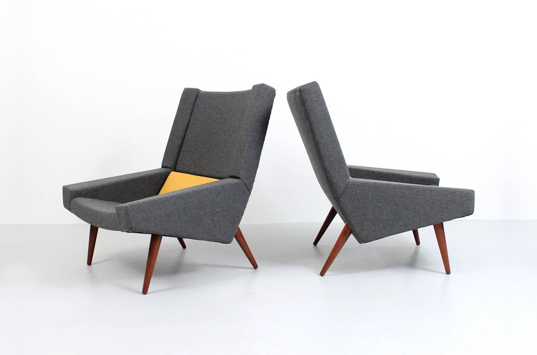 Scandinavian Modern Rare Pair of Illum Wikkelsø Lounge Chairs