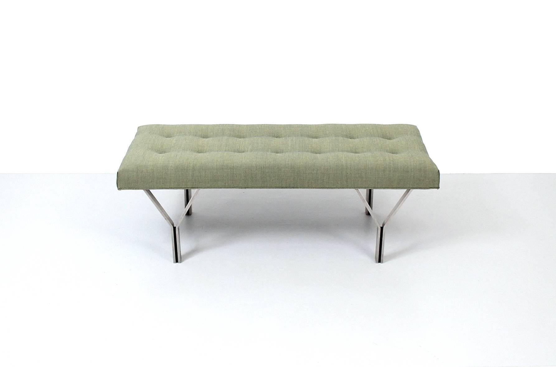 Mid-Century Modern Architectural Upholstered Bench by Cumberland