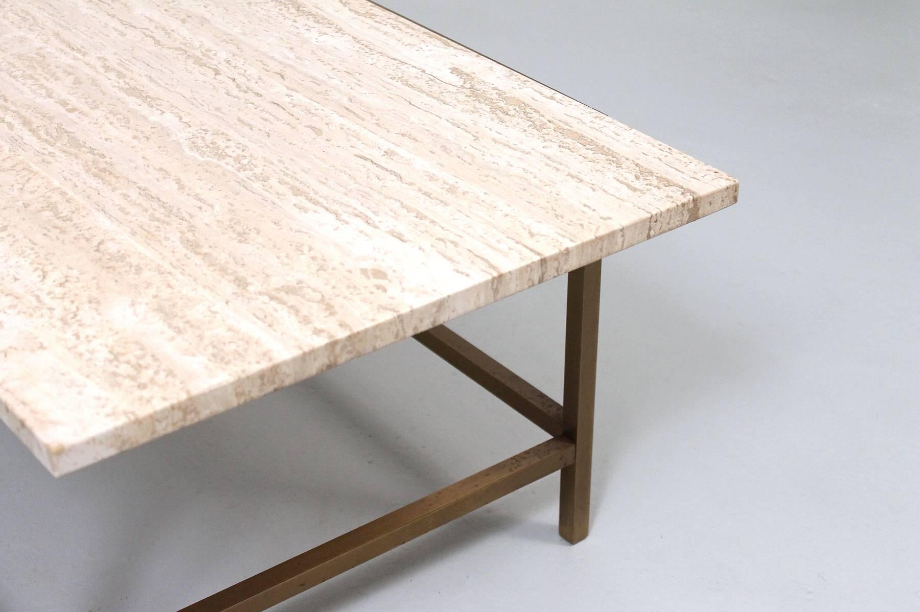 Brass and Travertine Table by Harvey Probber 2