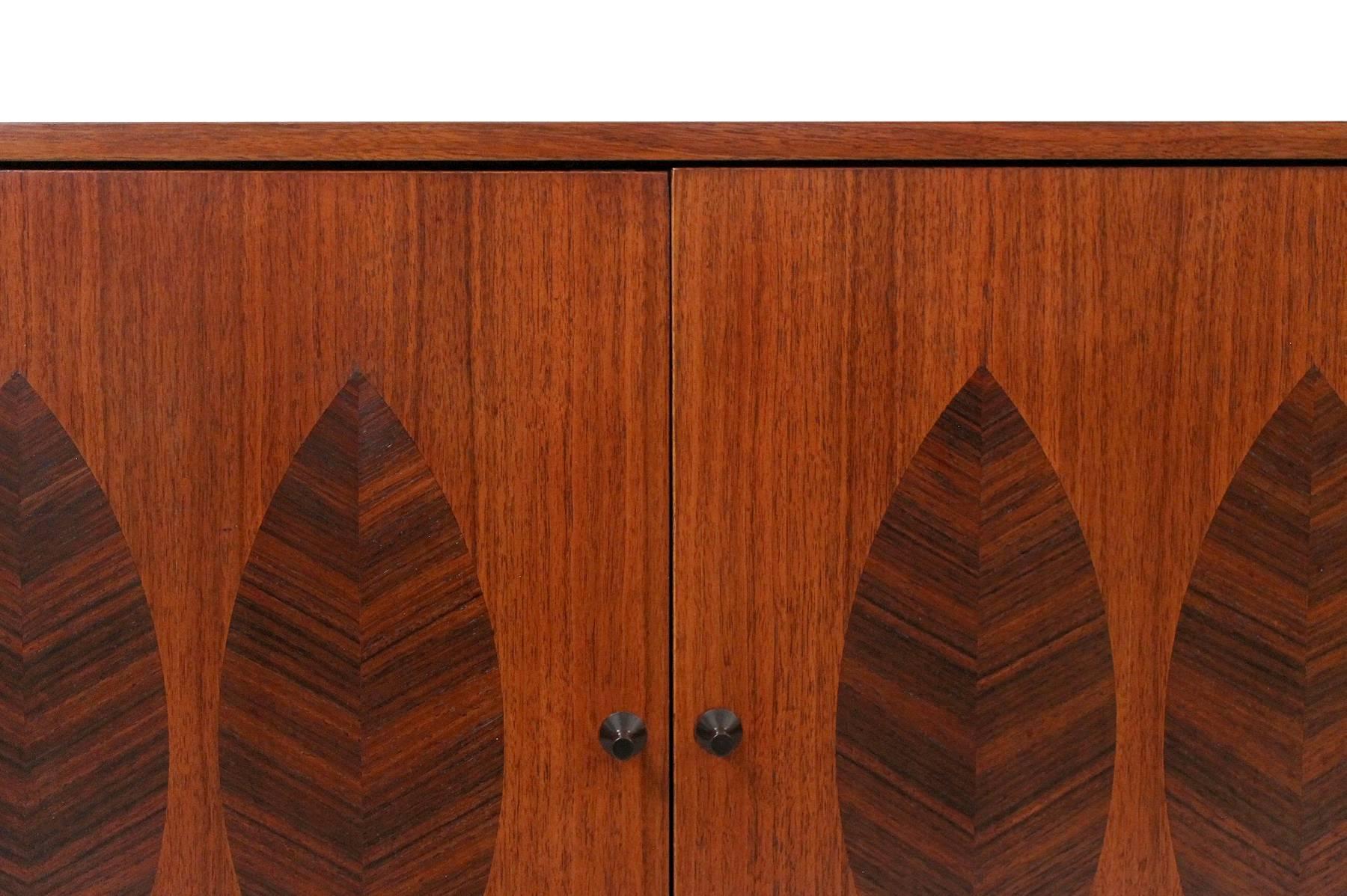 Brass Walnut and Rosewood Cabinet by Kipp Stewart for Calvin