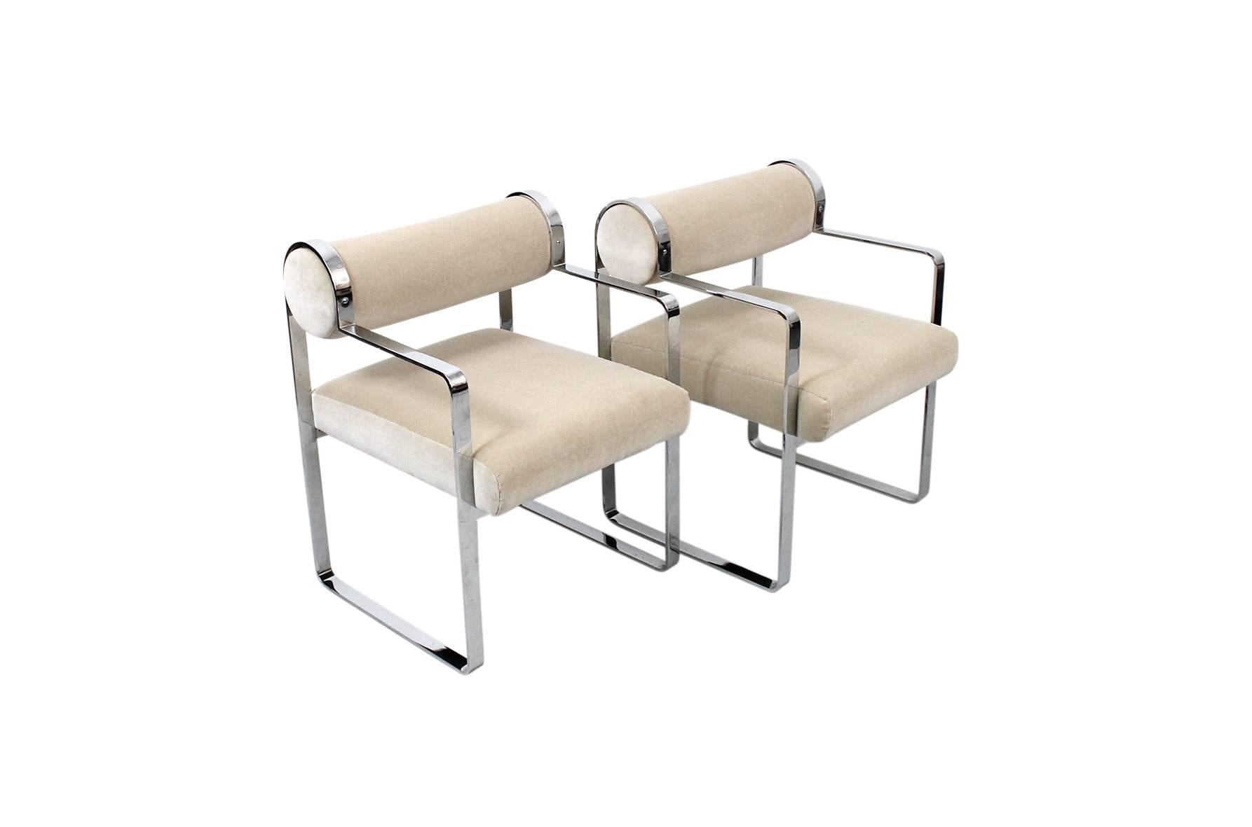 Italian Pair of Minimalist Armchairs by Pace