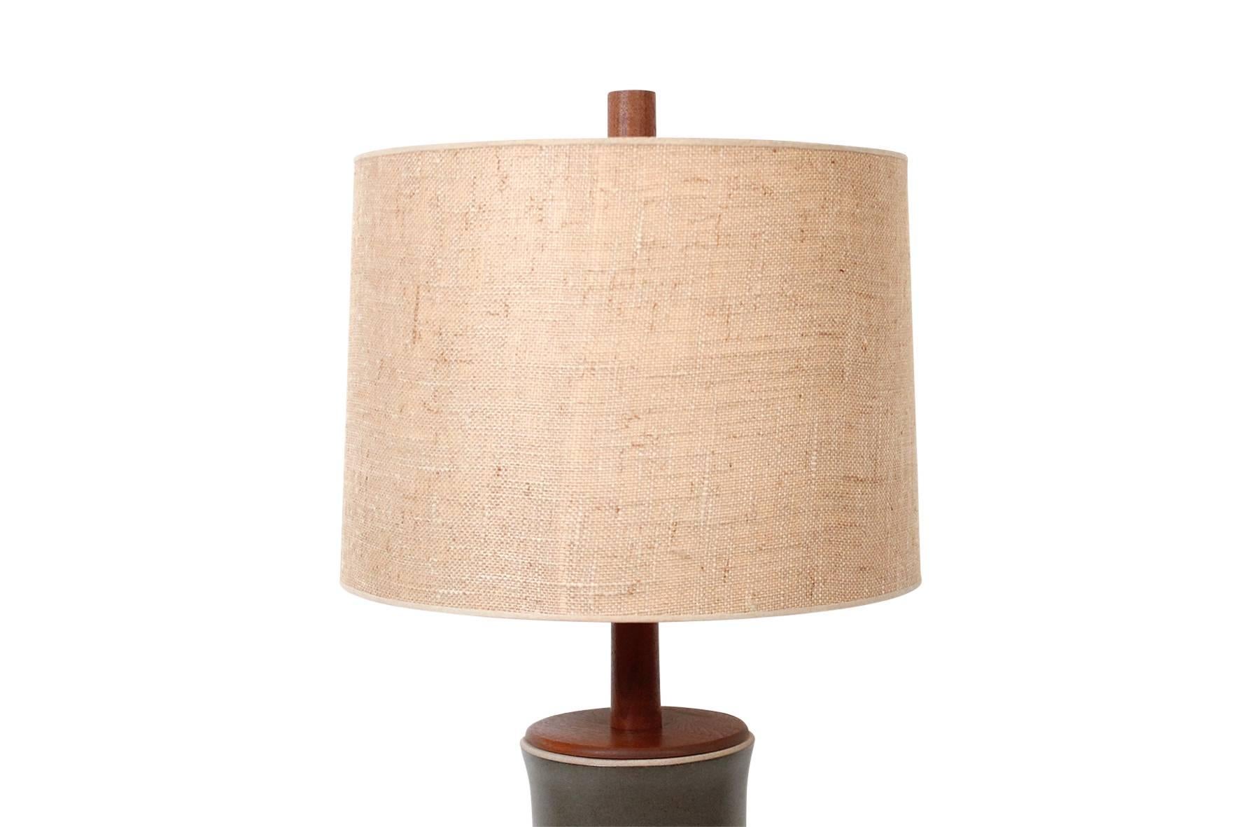 American Pair of Martz “Bamboo” Pottery Table Lamps