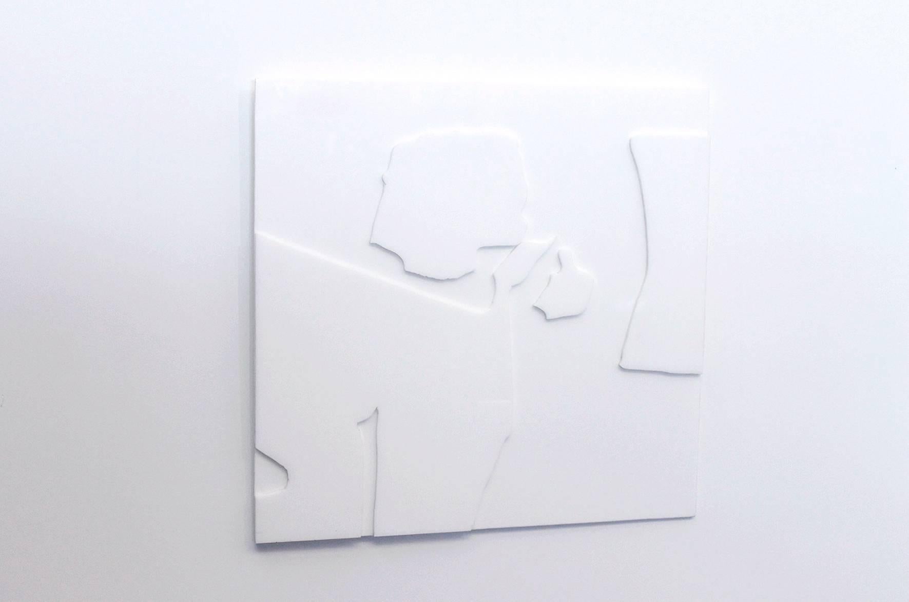 Mid-Century Modern White Abstract Expressionist Lucite Panel by David Porter