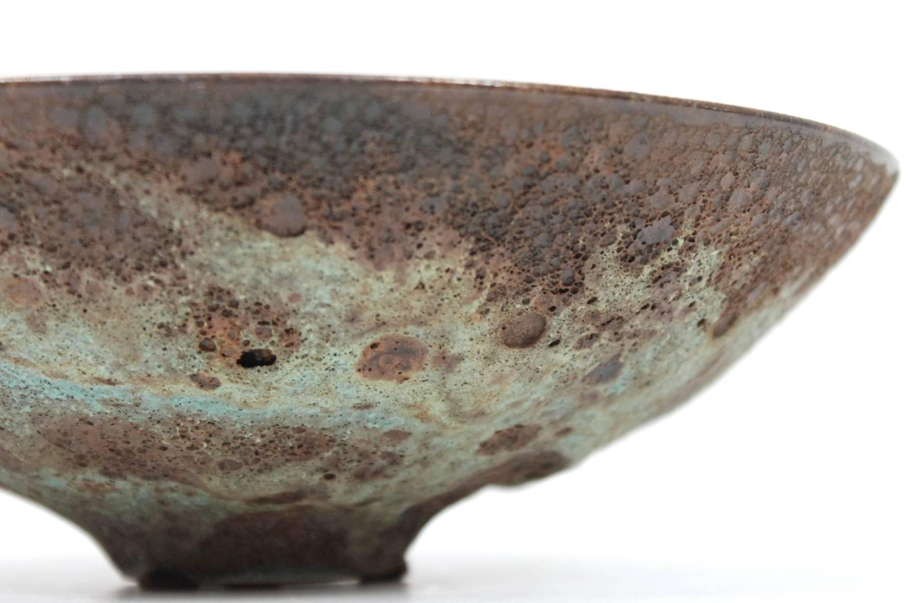 Ceramic Large Gertrude and Otto Natzler Volcanic Glaze Bowl