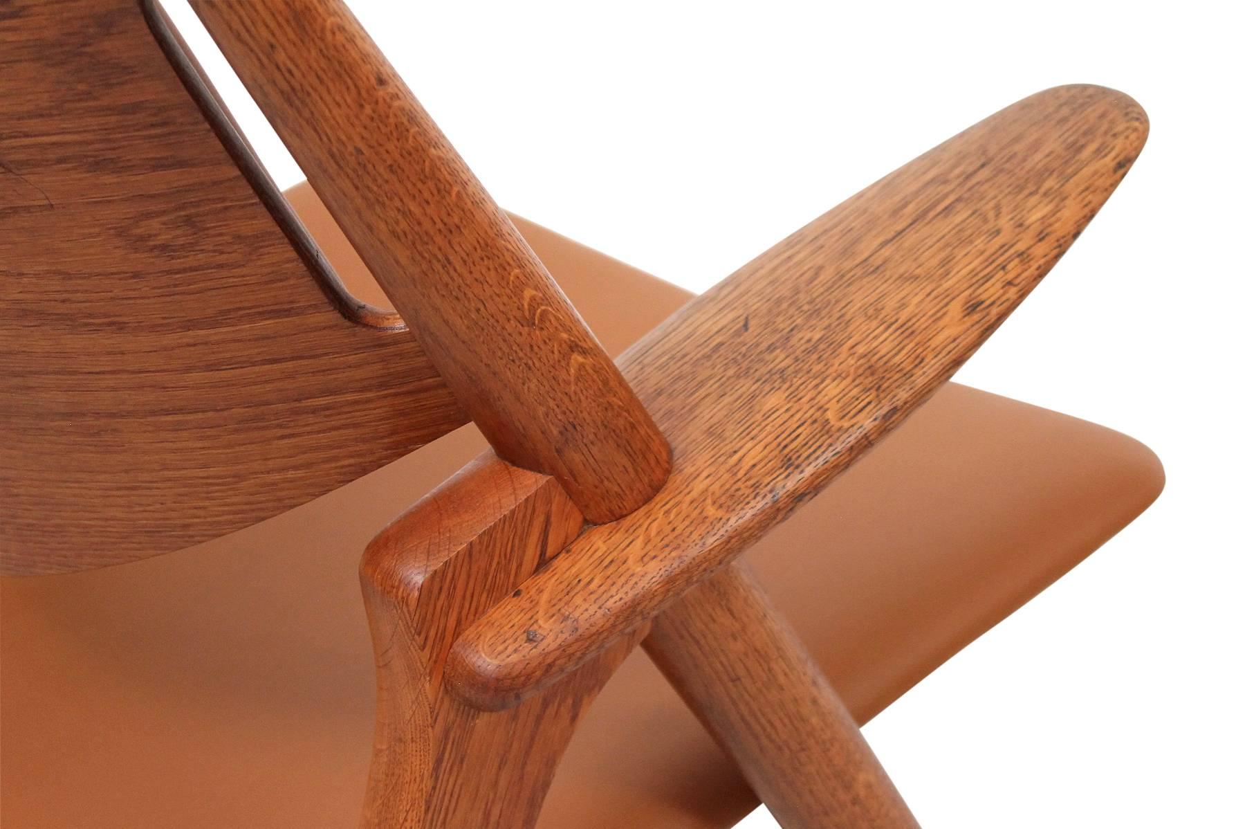 Leather Hans Wegner Sawbuck Lounge Chairs
