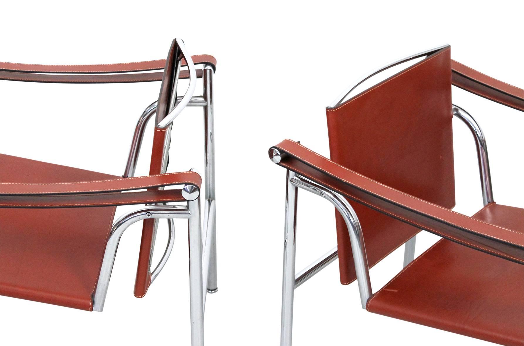 Mid-20th Century Pair of Le Corbusier LC1 Lounge Chairs for Cassina