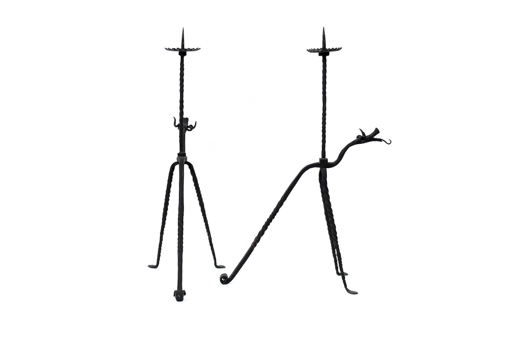 American Pair of Iron Candlesticks Attributed to Samuel Yellin