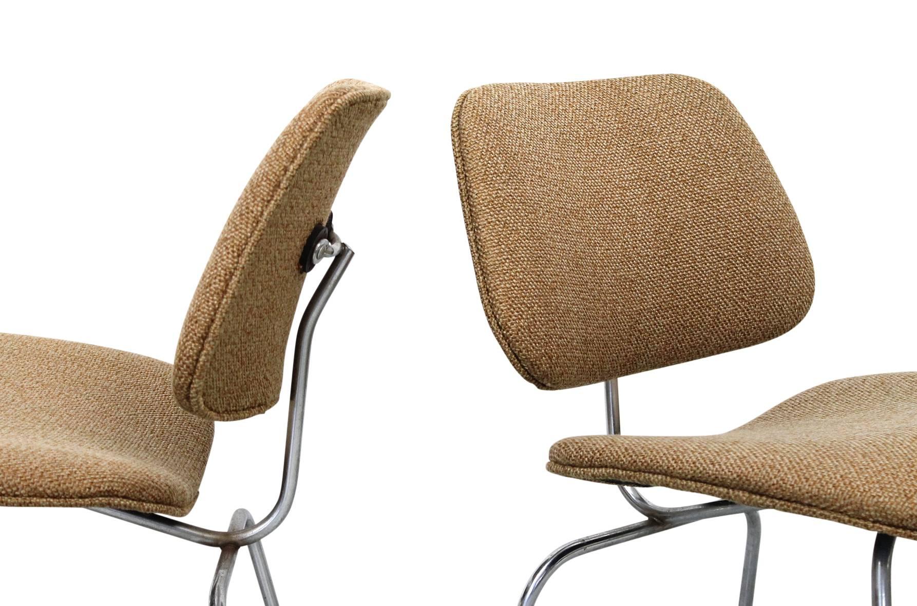Rare Charles Eames LCM Pair of with Original Girard Fabric In Good Condition In Waltham, MA