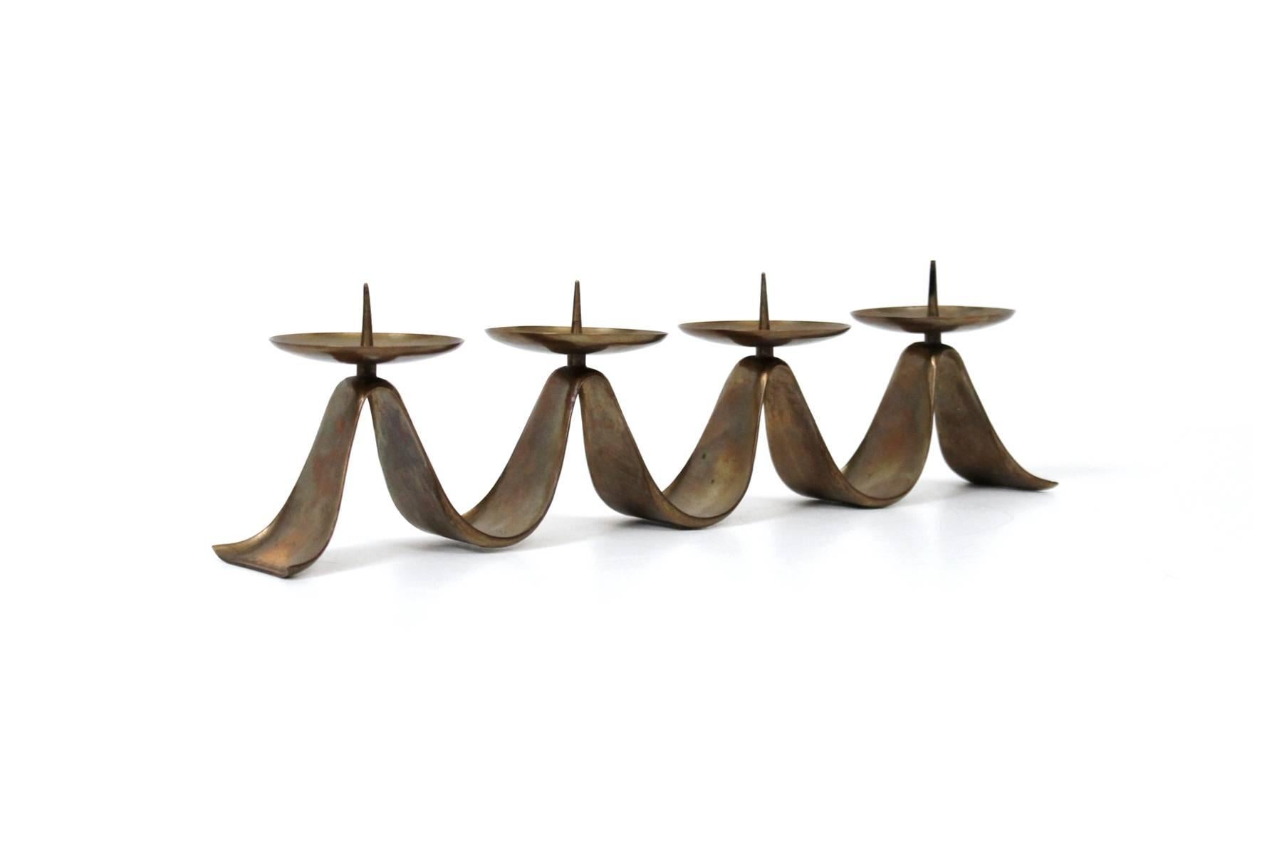 Mid-Century Modern Brass Candelabra by Hayno Focken