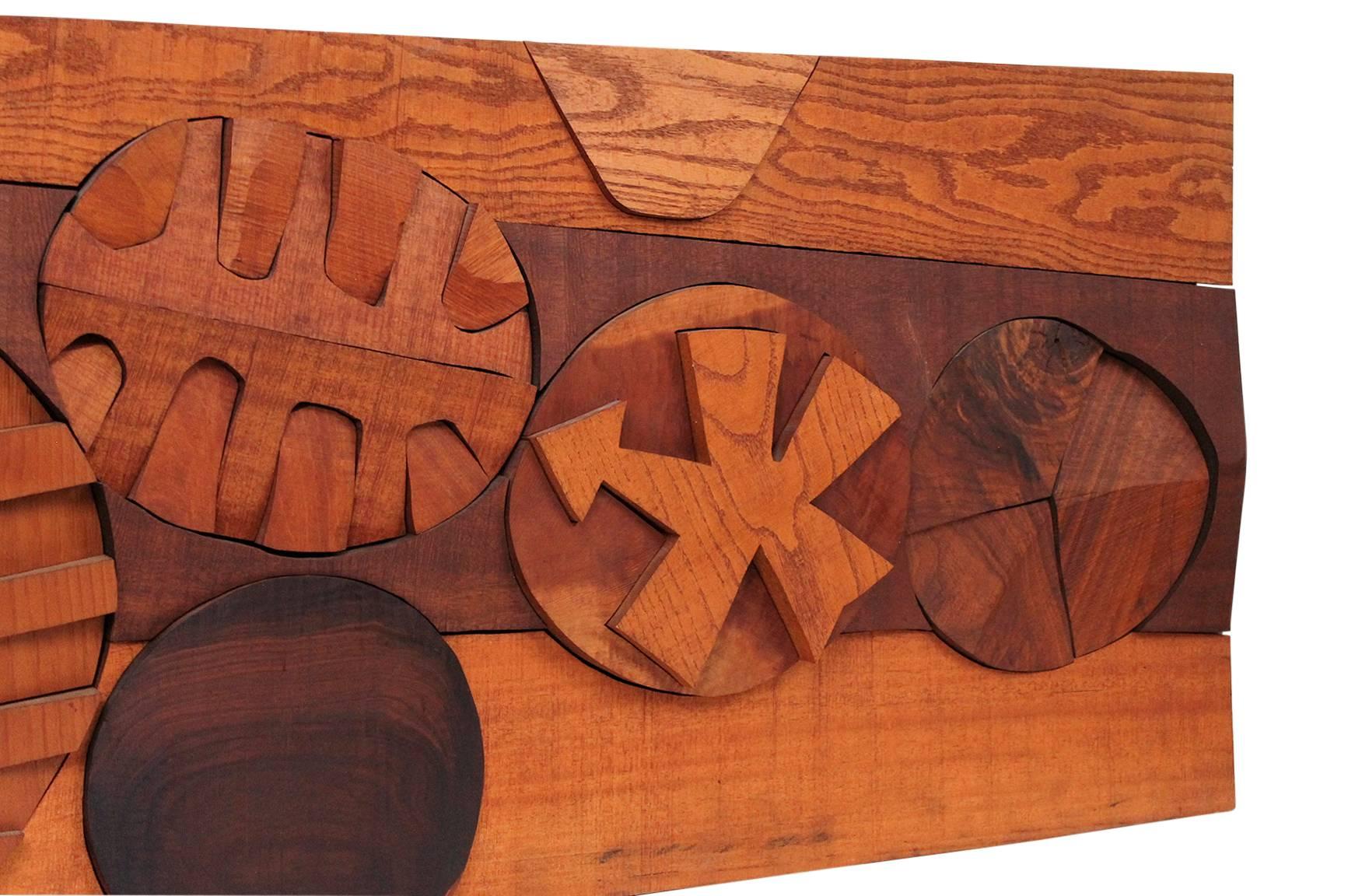 Hugh Townley Abstractly Carved Wood Relief Sculpture In Excellent Condition In Waltham, MA
