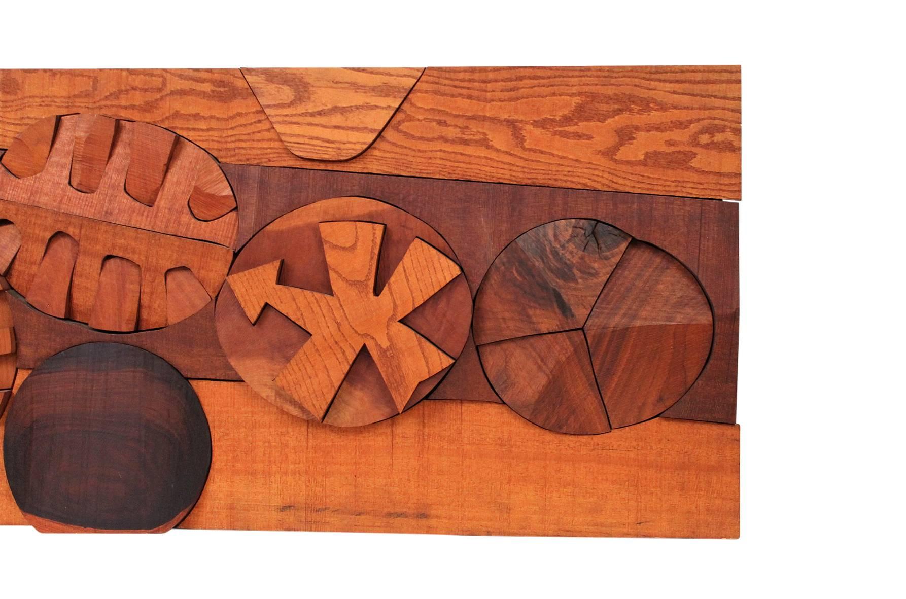 Mid-Century Modern Hugh Townley Abstractly Carved Wood Relief Sculpture