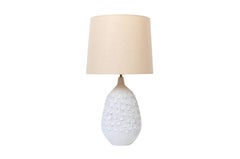 Pair of Incised White Ceramic Lamps