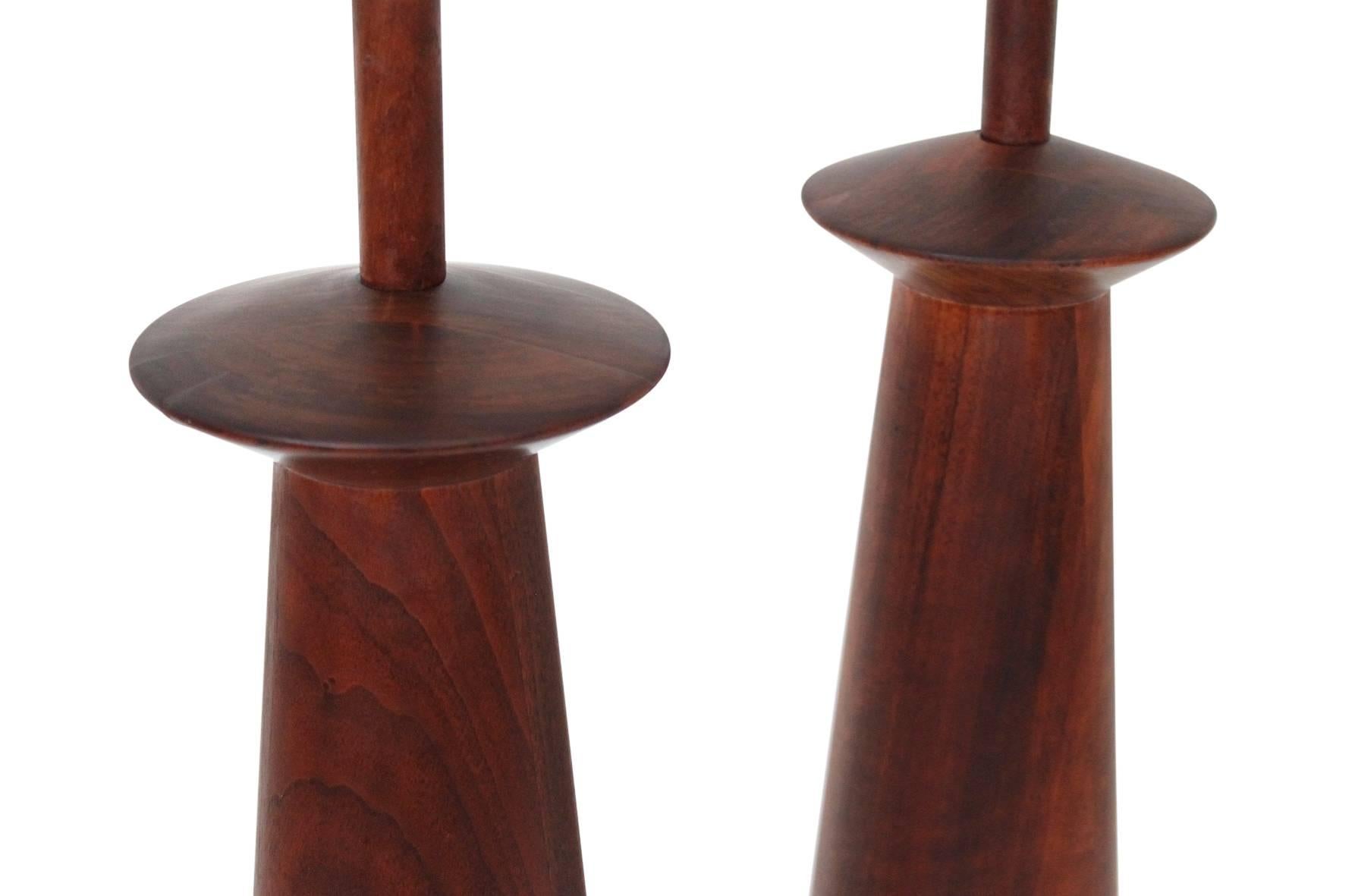 Pair of Walnut Table Lamps by Martz 1