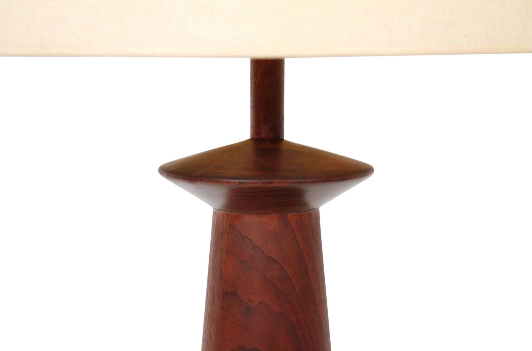 Mid-20th Century Pair of Walnut Table Lamps by Martz