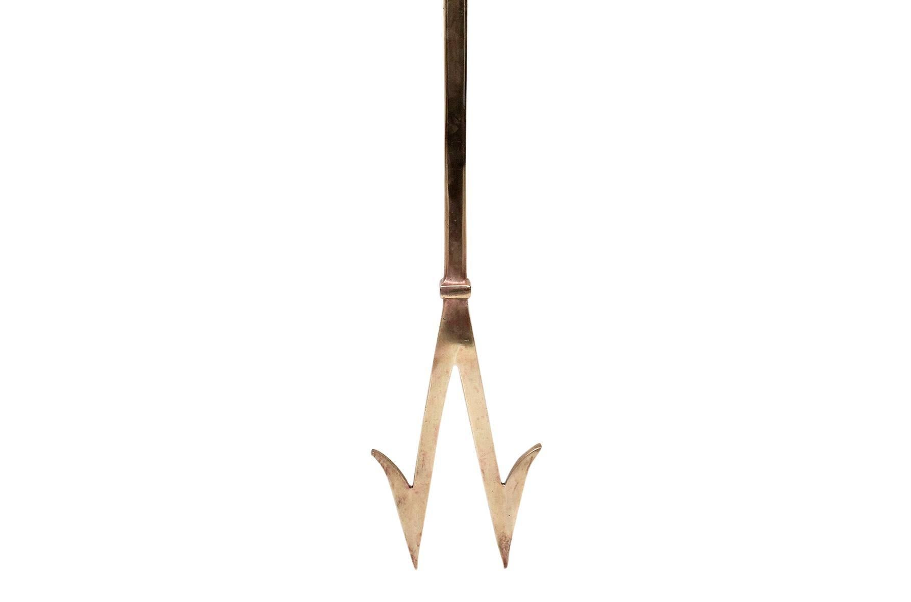 Early Saarinen and Swanson Brass Fireplace Tool In Excellent Condition In Waltham, MA