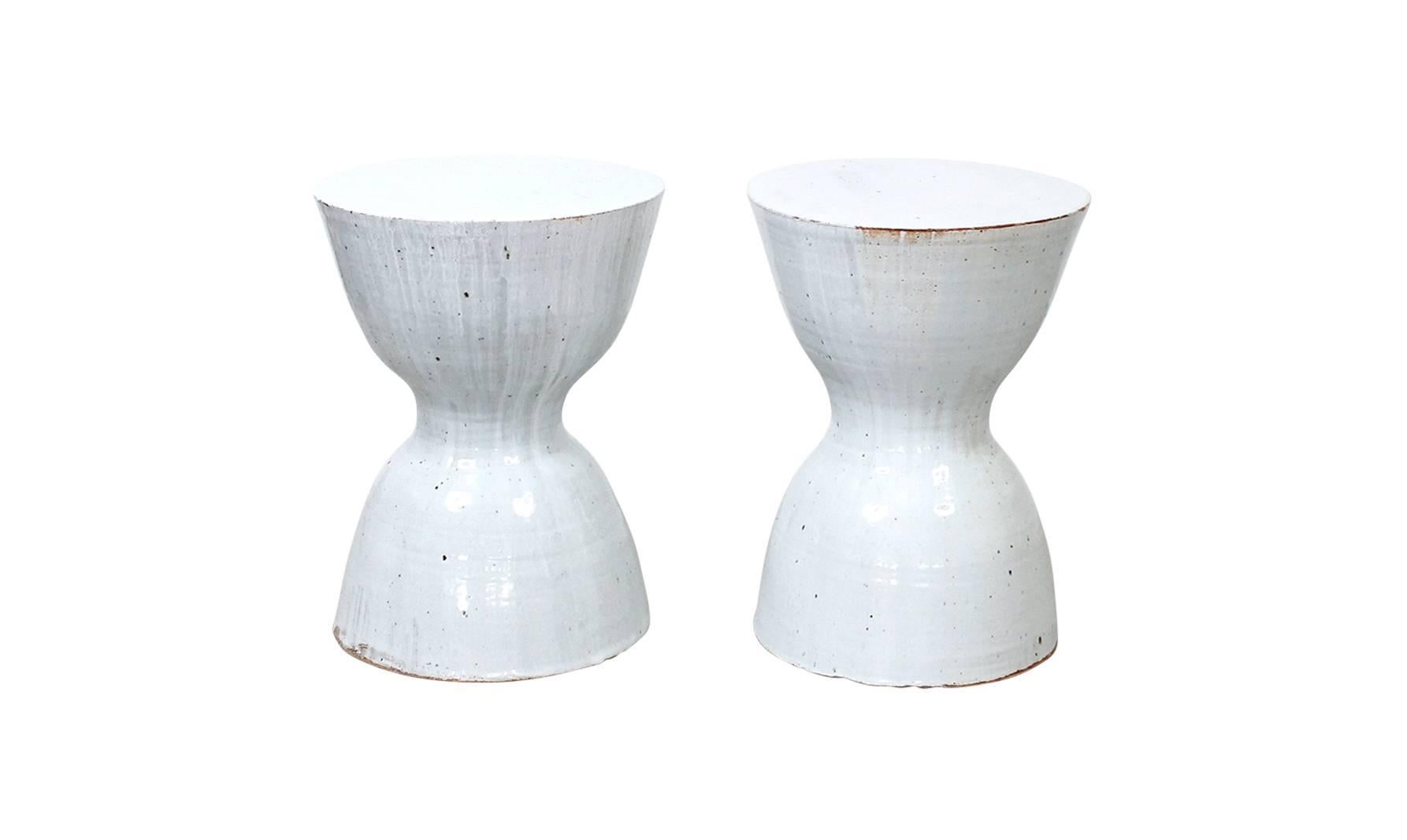 Mid-Century Modern Pair of Tariki Ceramic Stools