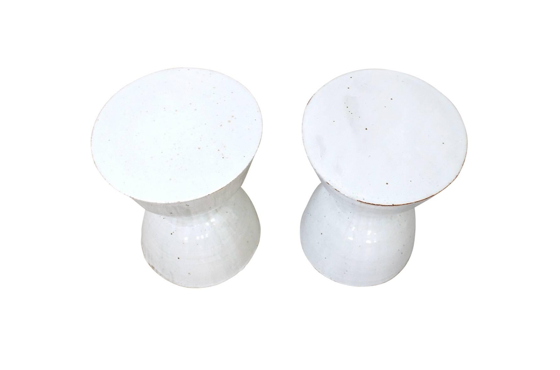 American Pair of Tariki Ceramic Stools